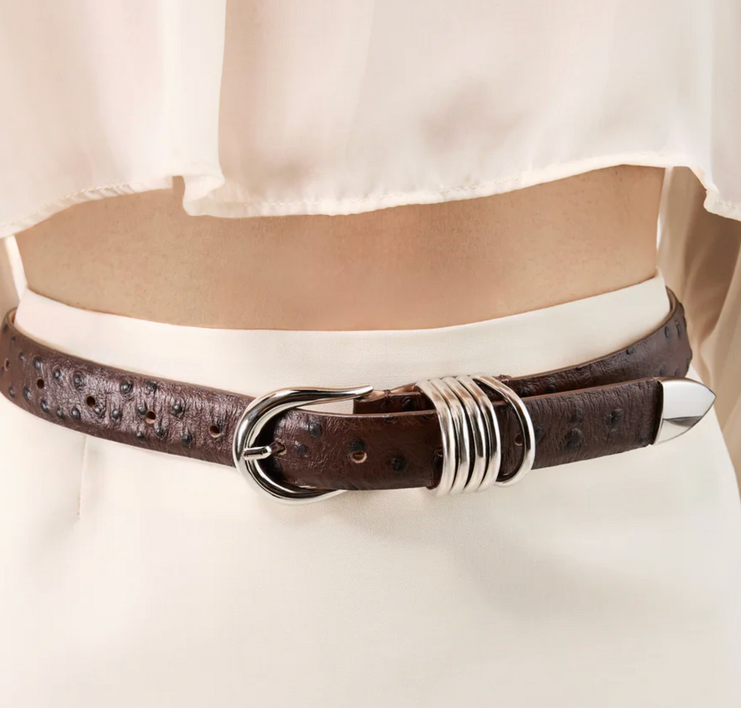 Hollyhock Ostrich - Brown/Silver