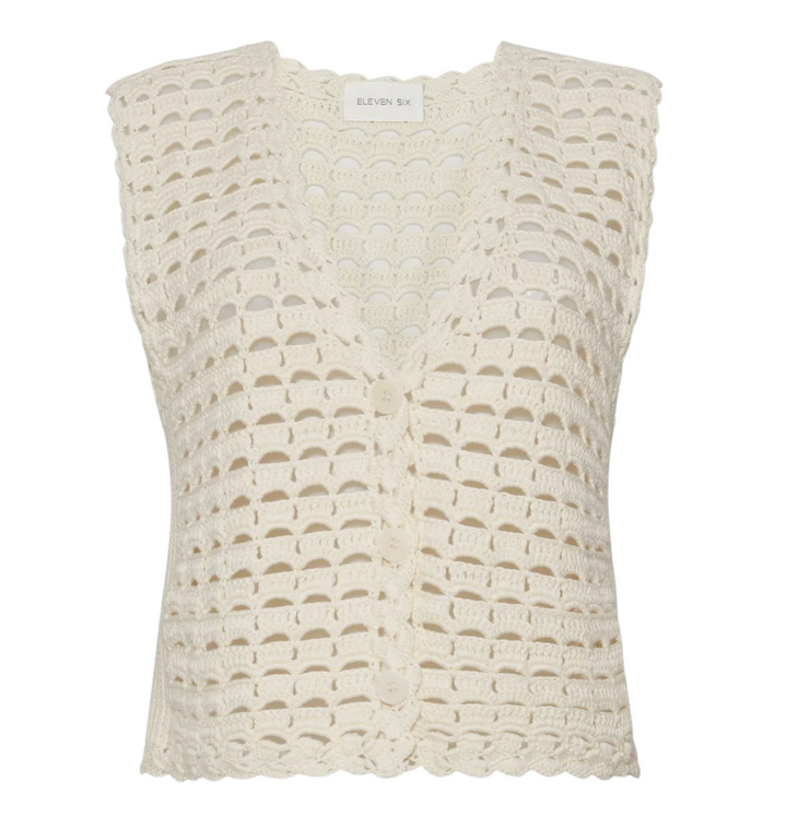 Ellie Crochet Vest - Ivory