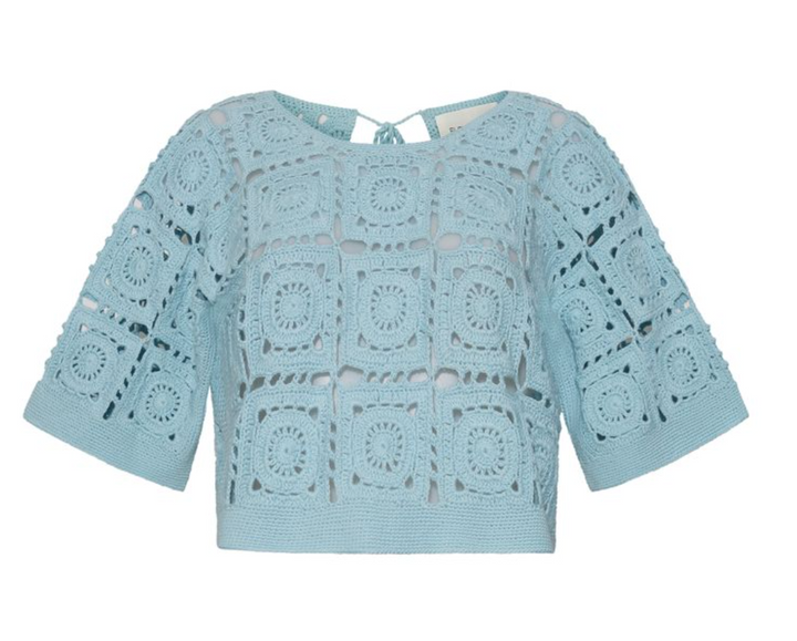 Arden Crochet Top - Skye Blue