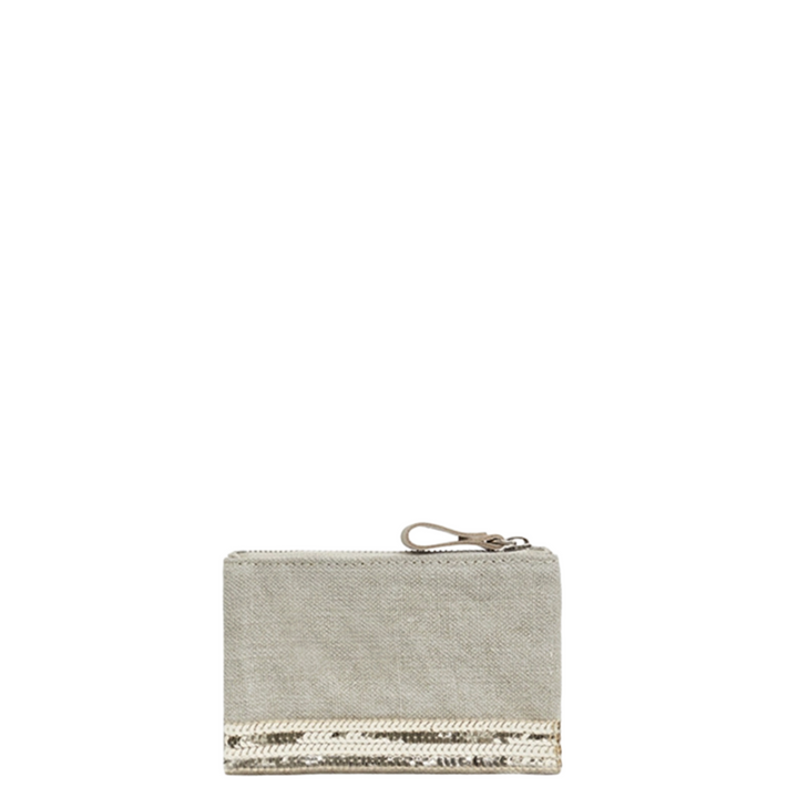 Linen Small Zipped Clutch - Sand
