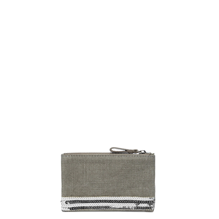 Linen Small Zipped Clutch - Limestone