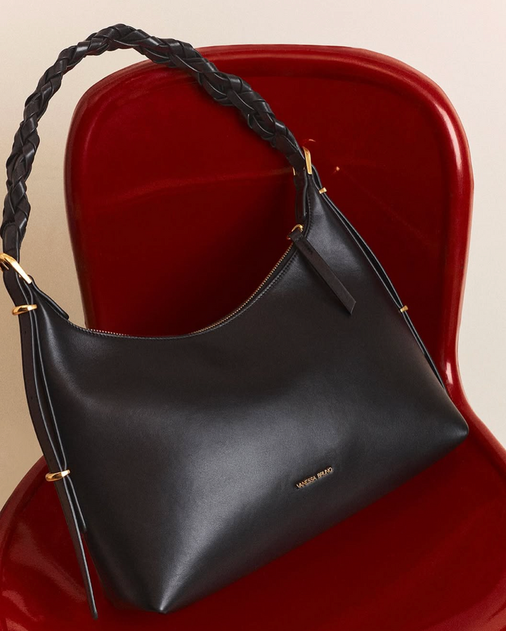 Small Jess Leather Hobo Bag - Black