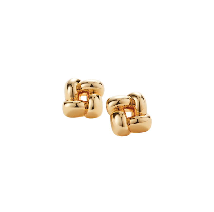 Small Woven Square Earrings - Gold