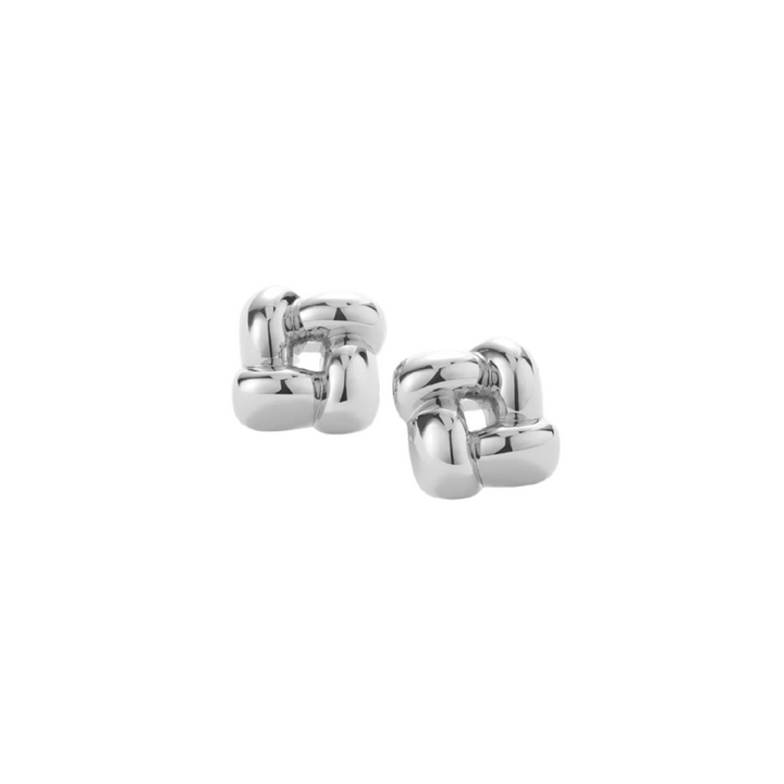 Small Woven Square Earrings - Silver