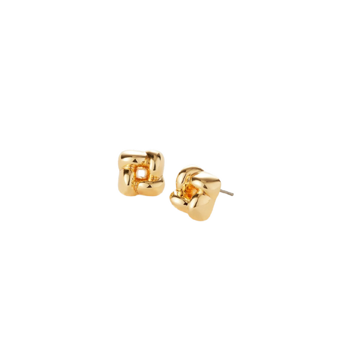 Mini Woven Square Earrings - Gold