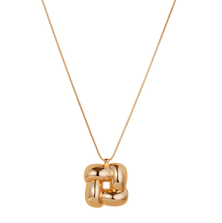Woven Square Pendant Necklace - Gold