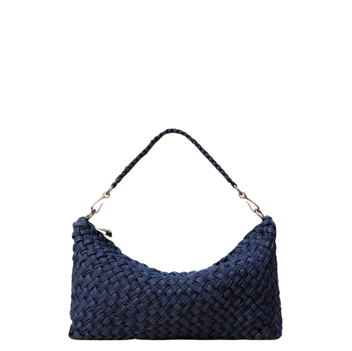 Porto Small Half-Moon Bag Double Weave Denim - Indigo