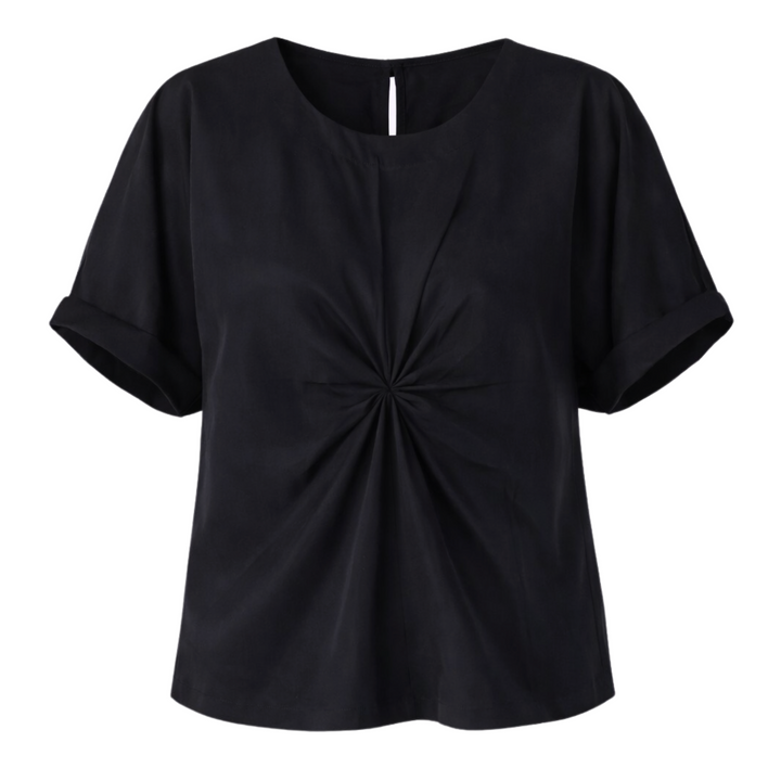 Knot Front Tee - Black Tencel