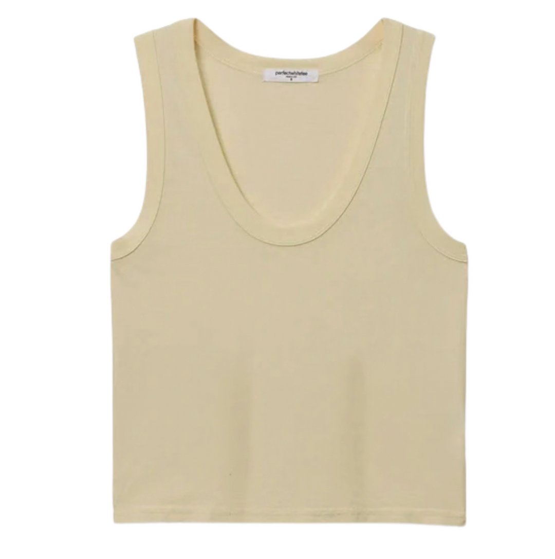 Khara Cotton Binded Tank - Custard