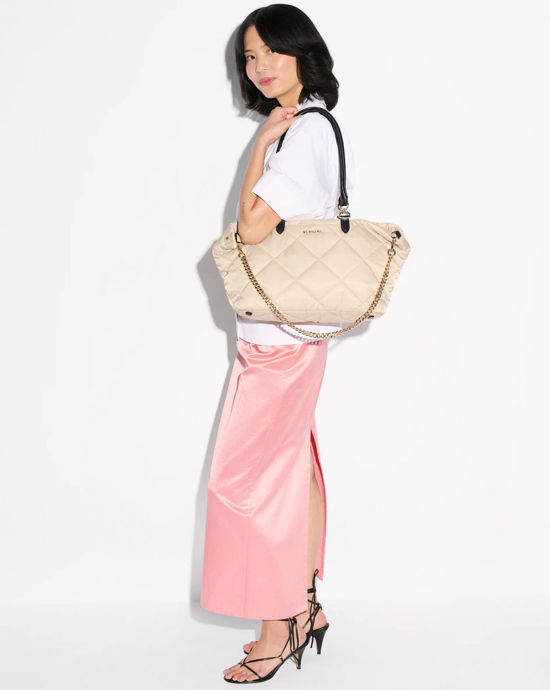 Small Madison E-W Tote - Buff/Black