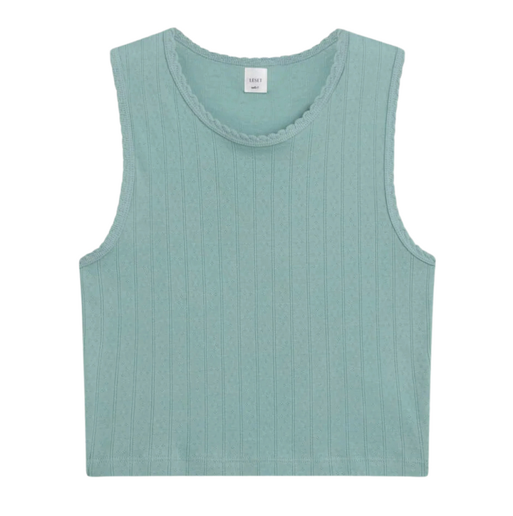 Pointelle Sleeveless Crew - Eucalyptus