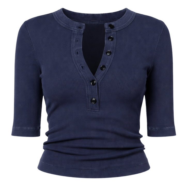 Nali Short Sleeve Henley - Mineral Navy