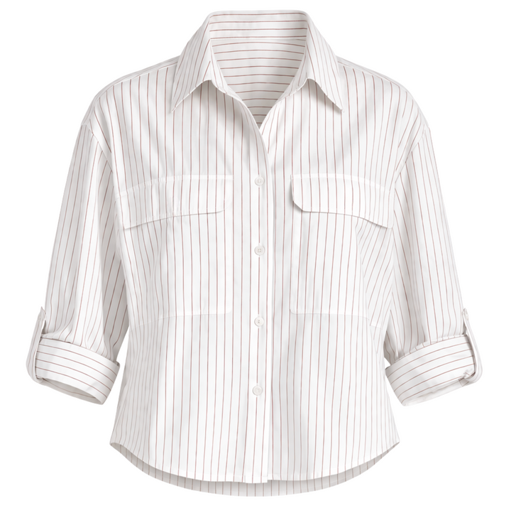 Oversize Pocket Shirt Short - Rust Stripe