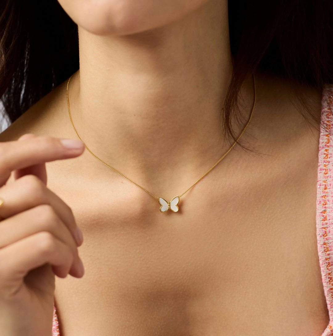 Papillon Delicate Necklace - Mother of Pearl