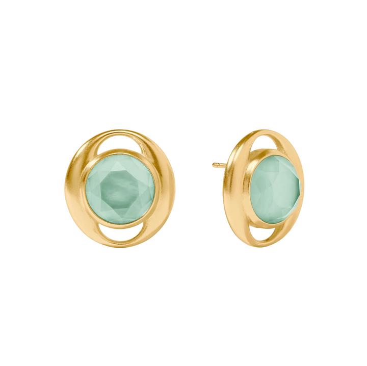 Laguna Stone Stud - Iridescent Aquamarine Blue