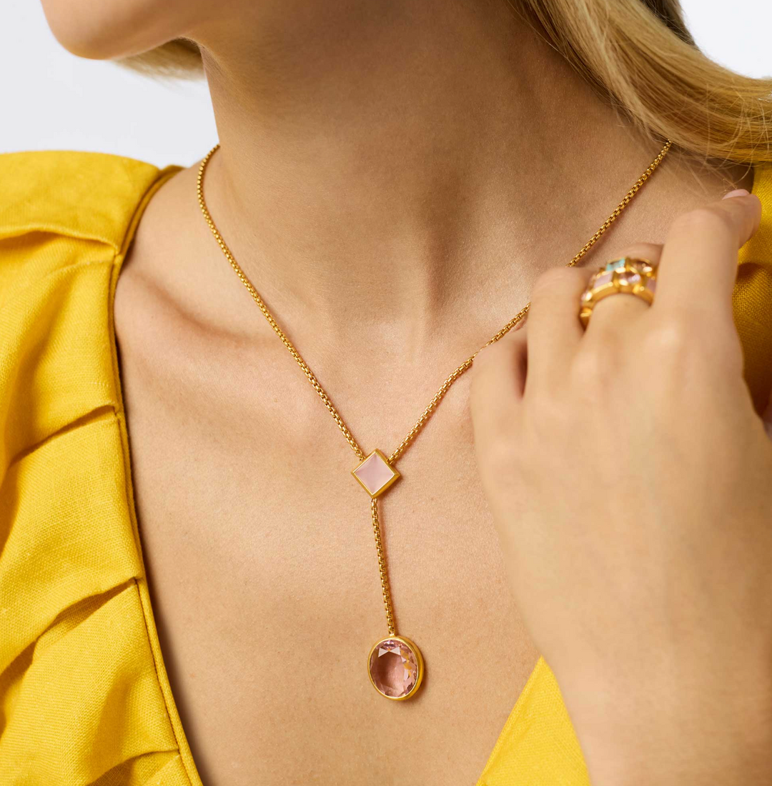 Jolie Lariat Necklace - Aquamarine Blue