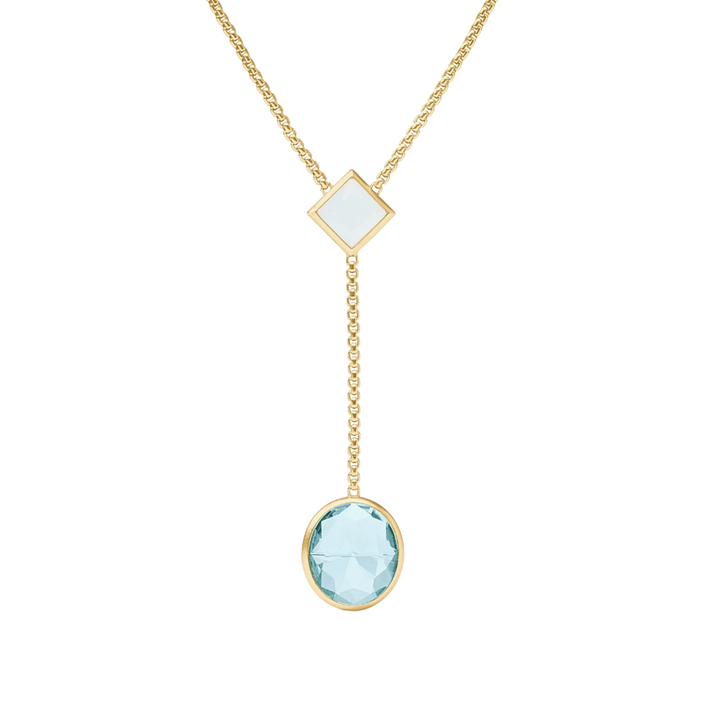 Jolie Lariat Necklace - Aquamarine Blue