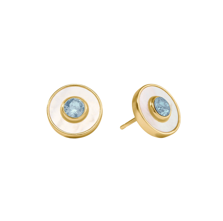 Colette Circle Stud - Chalcedony Blue