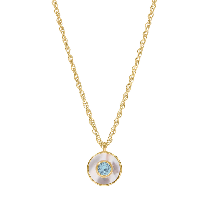 Colette Circle Delicate Necklace - Chalcedony Blue