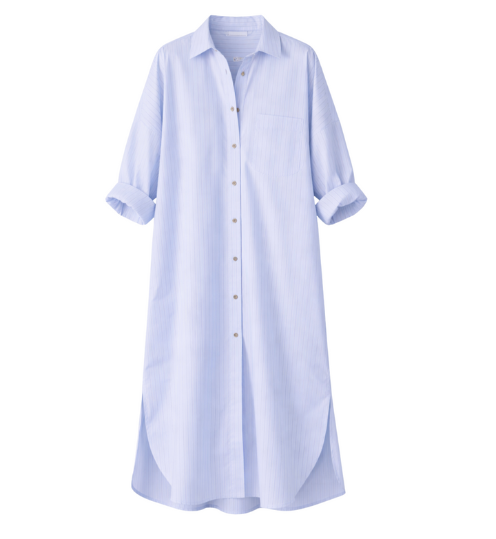 Phoebe Shirt Dress - Aqua Stripe