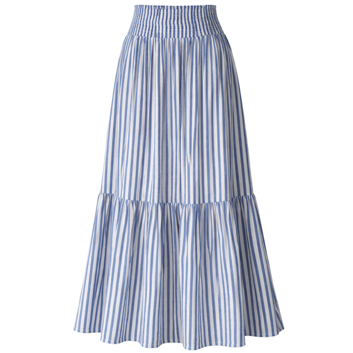 Shirred Skirt - Ocean Stripe