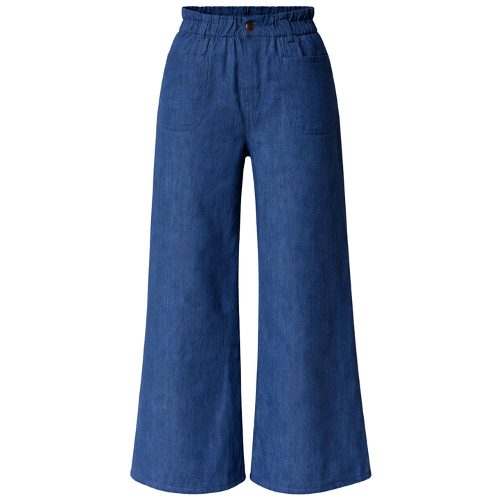 Zip Front Tulip Crop Flare 2 - Indigo