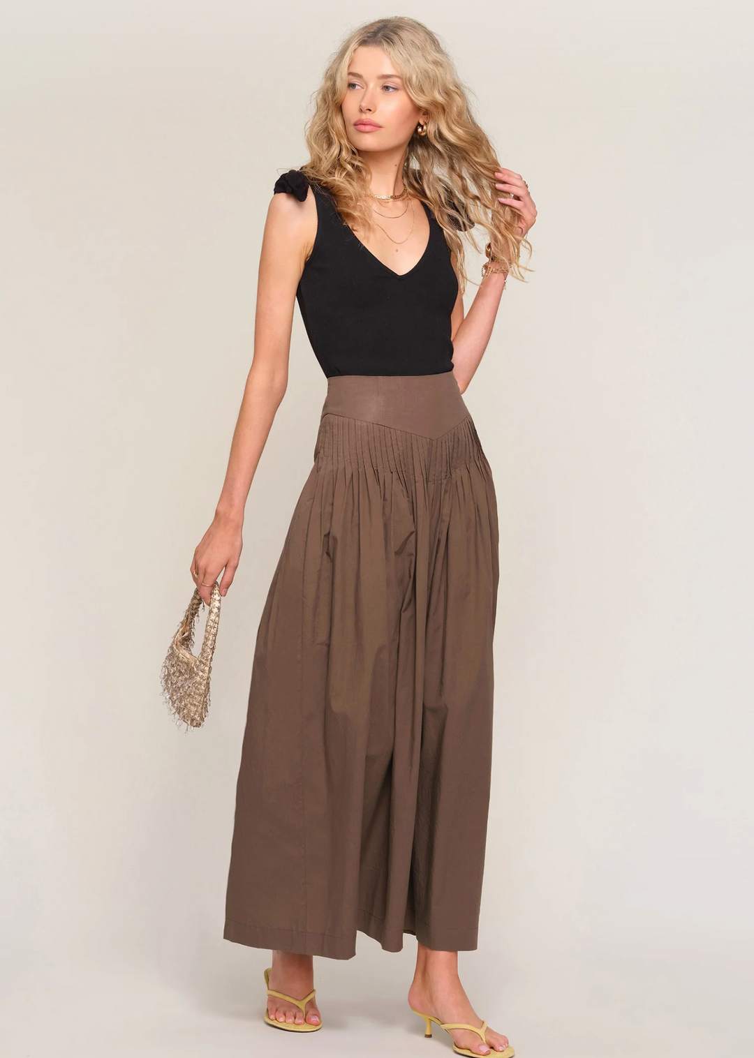 Margot Pleated Maxi - Mocha