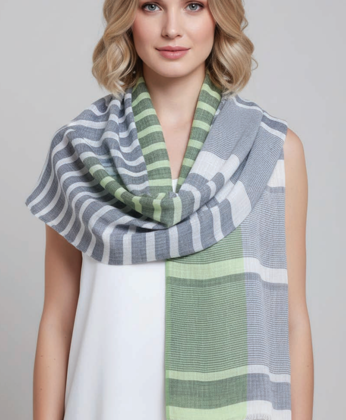 Handwoven Linen Scarf - Ocean