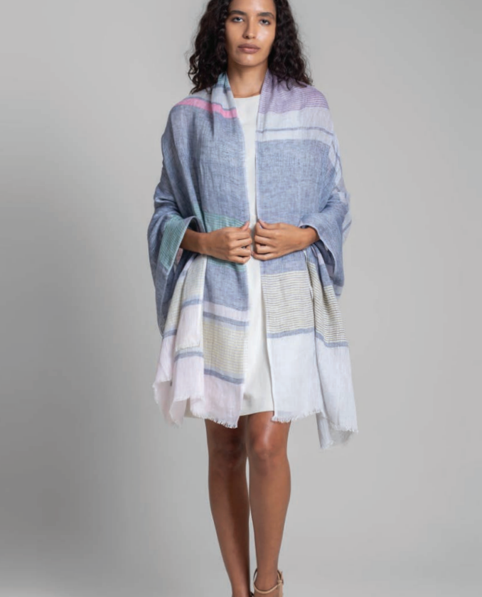 Handwoven Linen Scarf - Tropical