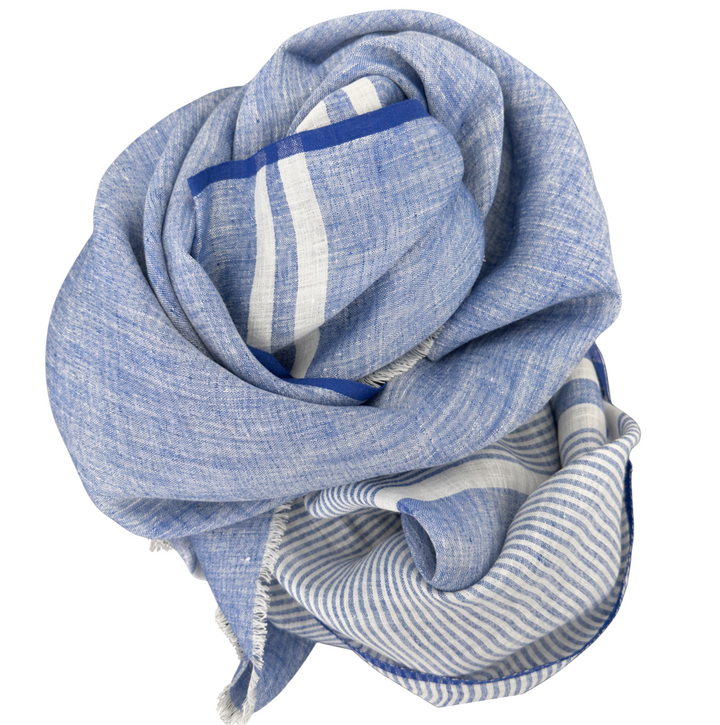 Handwoven Linen Scarf - Indigo