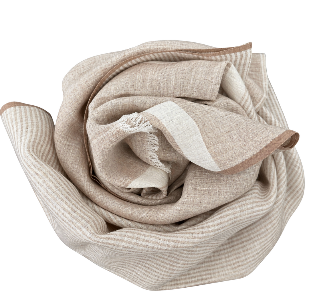 Handwoven Linen Scarf - Tan