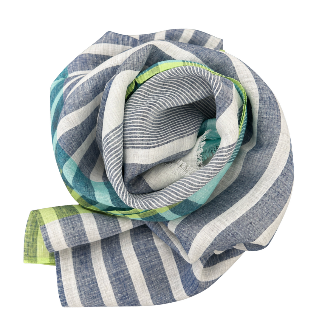 Handwoven Linen Scarf - Ocean
