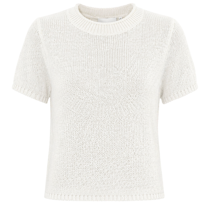 Roll Edge Short Sleeve Sweater - Chalk