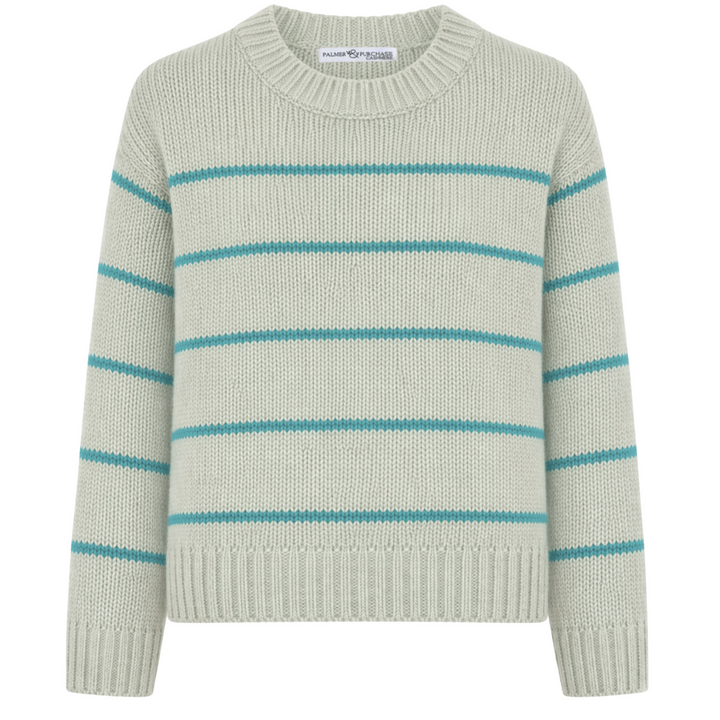 Paige Striped Pullover- Teal