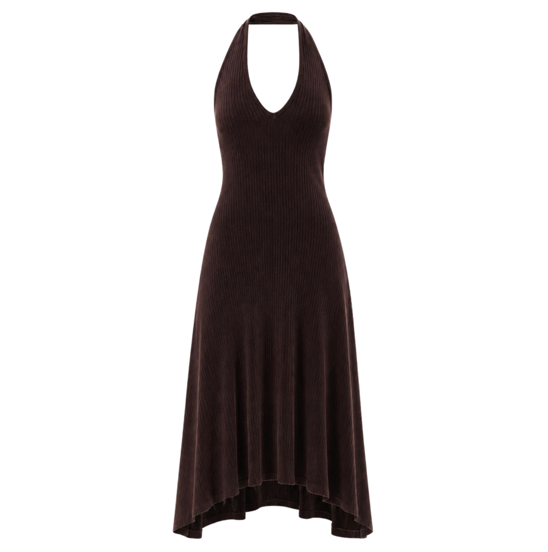 Mila Halter Dress - Chocolate