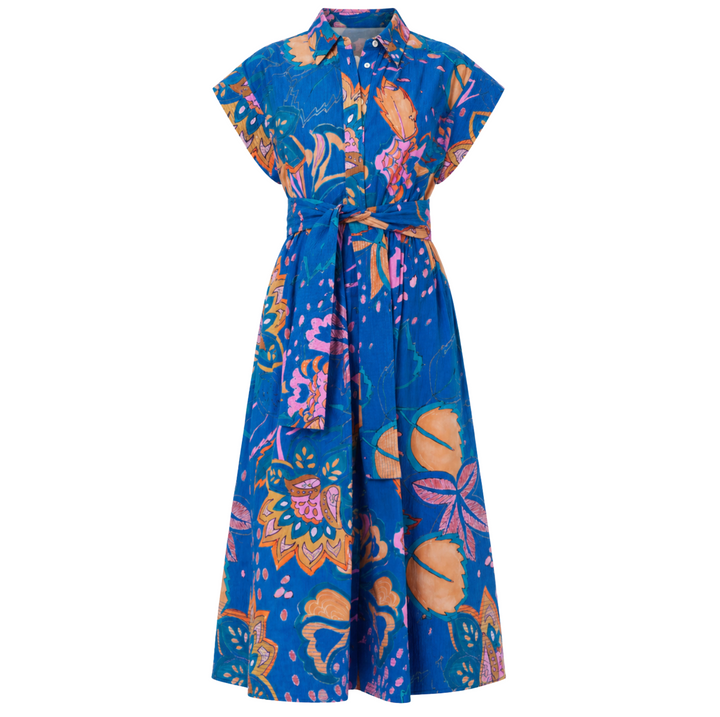 Belted Shirt Dress - Antico Blue
