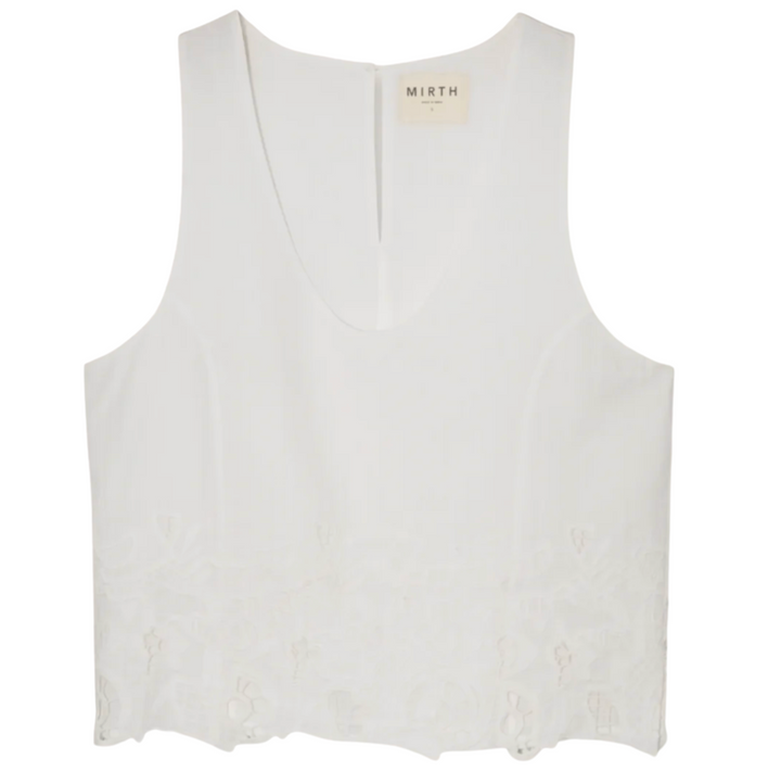 Charleston Tank - White Embroidered Deco