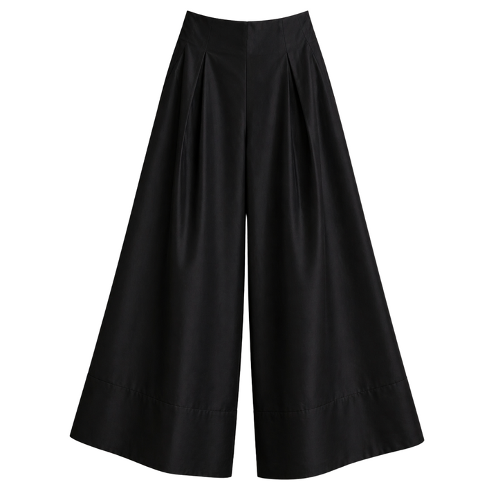 Techno Taffeta Ultra Wide Leg Trouser - Black
