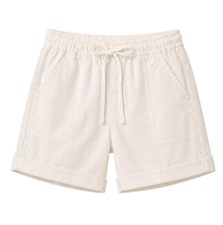 Mara Sateen Drawstring Short - Soft White
