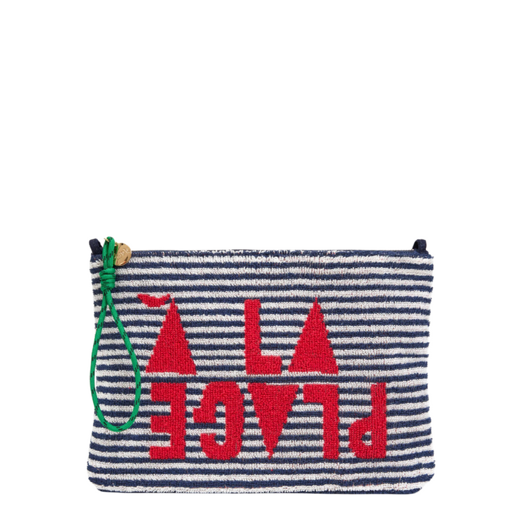Flat Clutch w/ Tabs - Deep Dive/Cream Stripe w/ Maraschino À la Plage