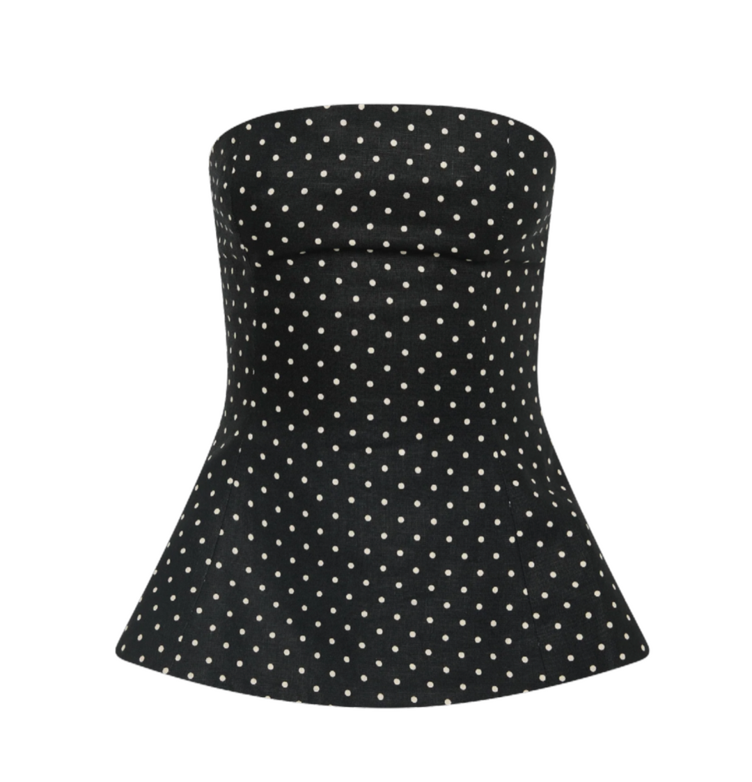 Petro Top - Lola Polka Dot Black Cream