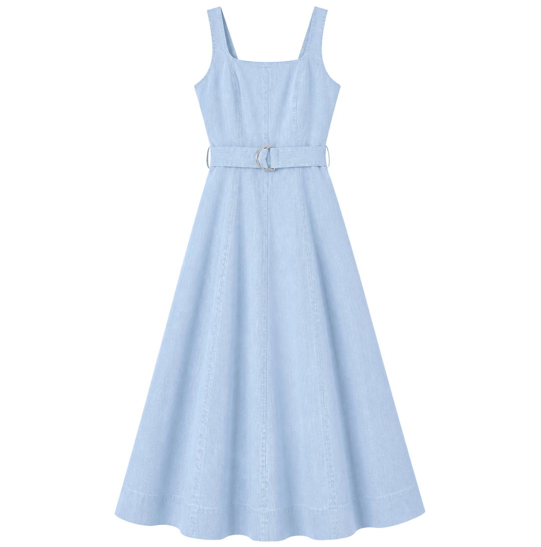 Lilliana Denim Maxi Dress - Striped Denim
