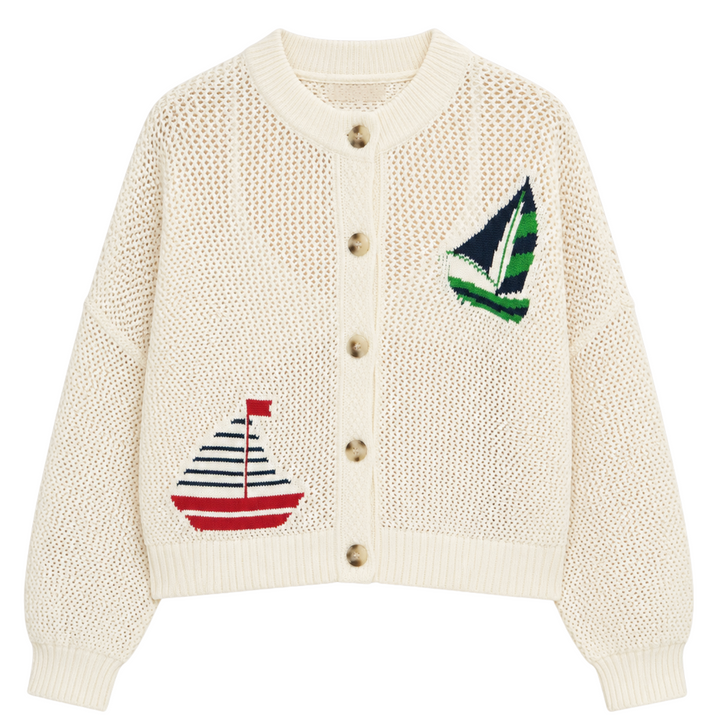 Tide Mesh Nautical Cardigan - Chalk Multi