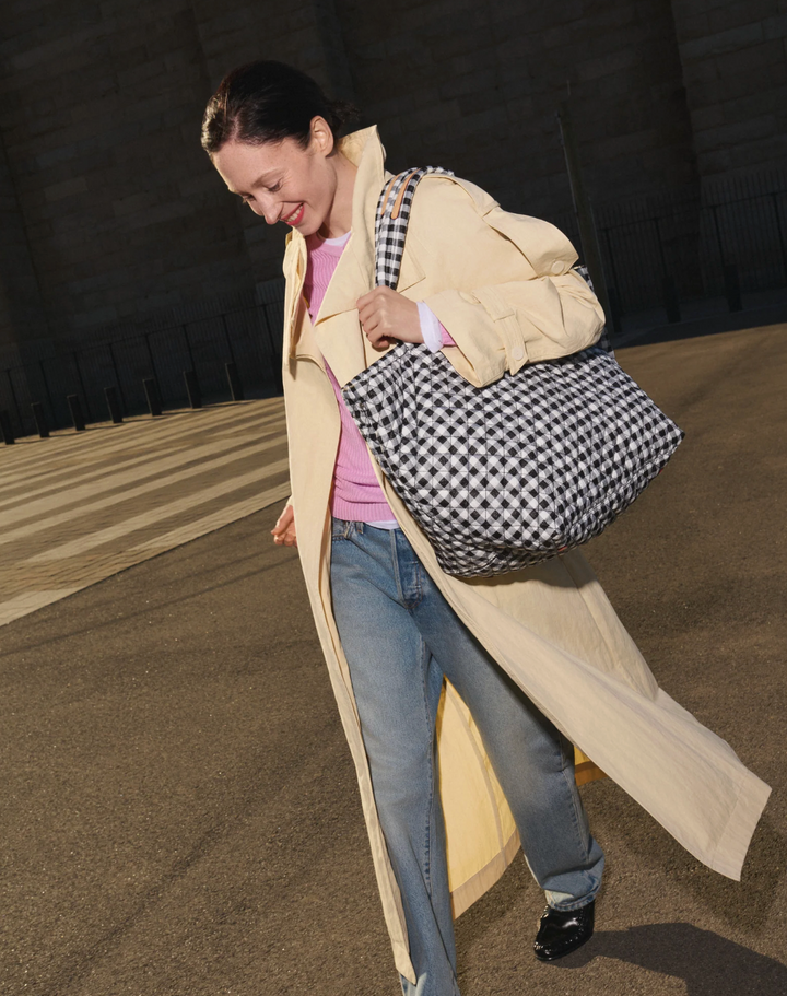 Large Metro Tote Deluxe - Black/White Gingham