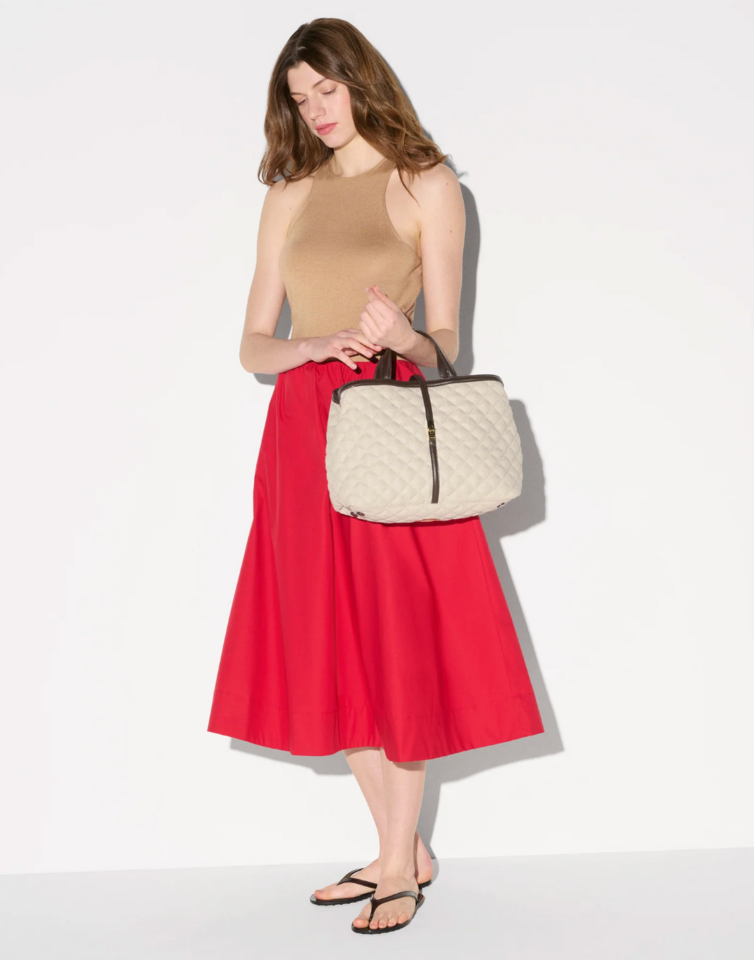 Medium Astor Top Handle - Sandy Linen