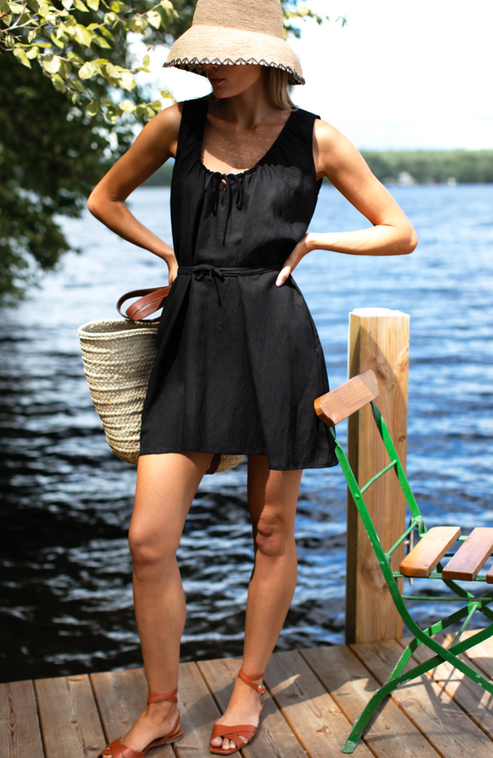 Atelier Scoop Dress - Black Beauty Linen