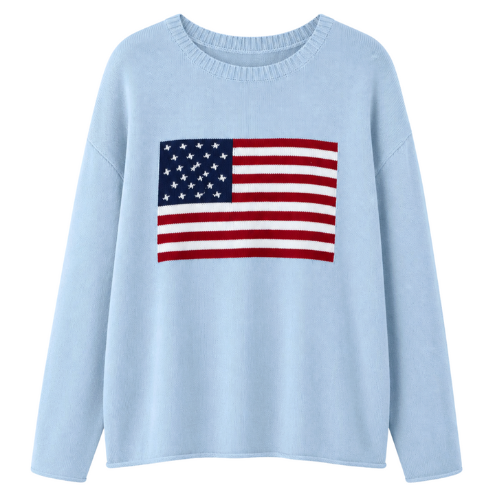 American Flag Sweater - Light Blue