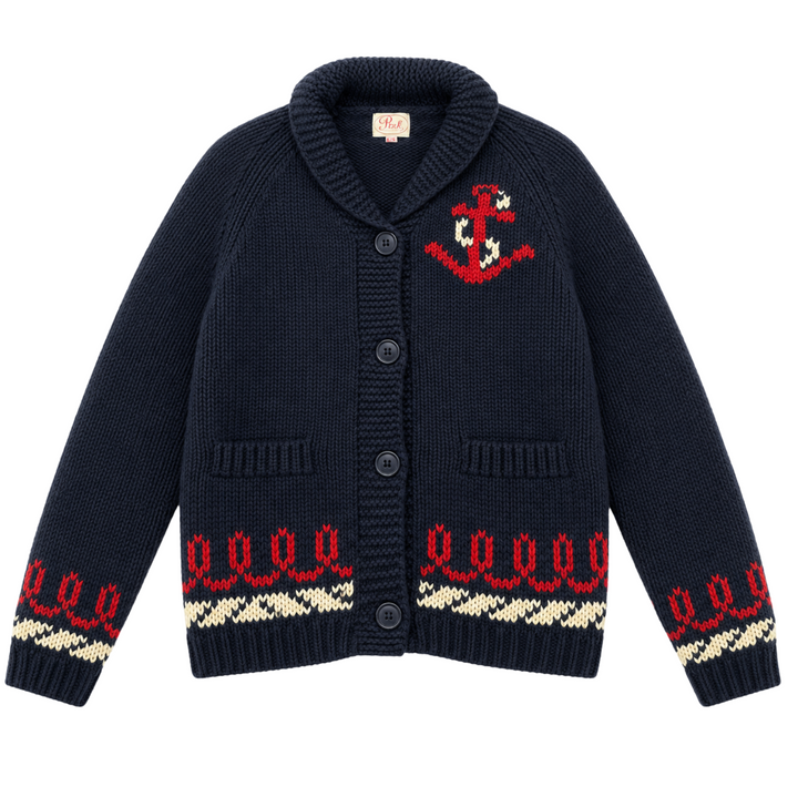 Flag Varsity Cardigan w/ Vintage Trim