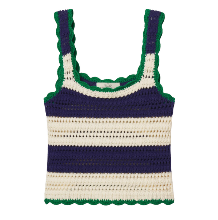 Justine Sweater Tank - Navy Antique White Stripe