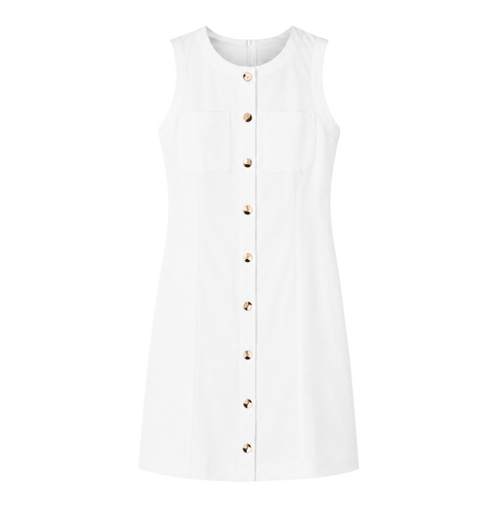 Palmer Button Dress - White